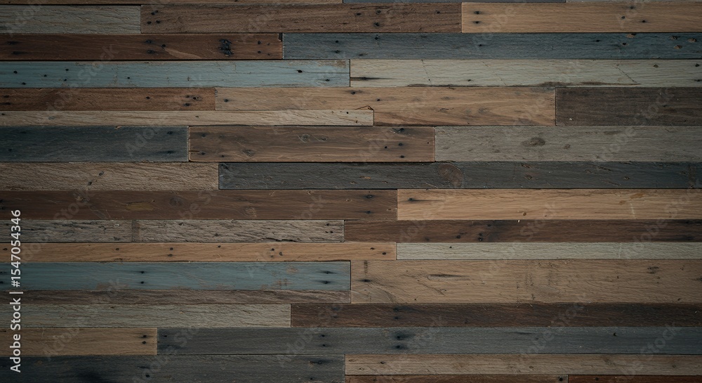 Fototapeta premium Rustic Reclaimed Wood Wall Paneling: A Textured Blend of Browns and Grays
