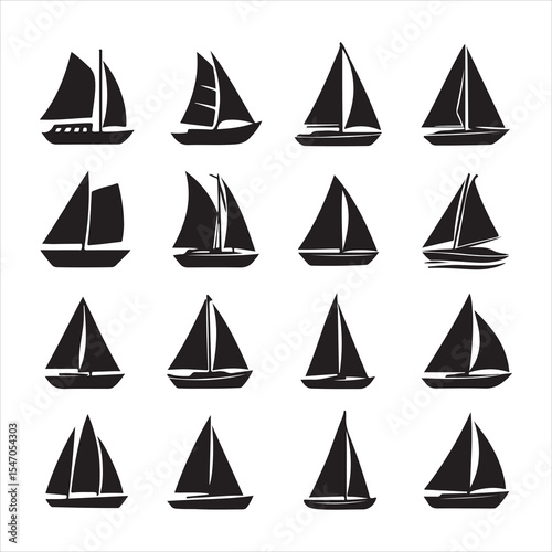 set of sailing boats