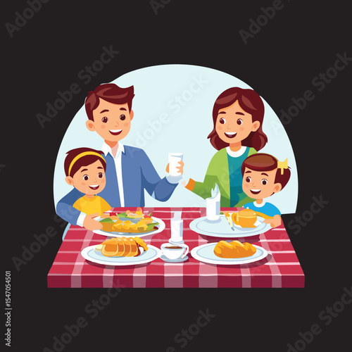 Children breaking fast with family