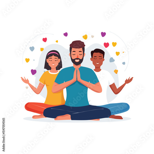 Illustration of people making dua with open hands