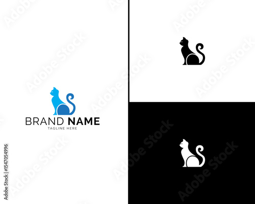 Elegant Cat Logo Collection with Three Modern Color Schemes. Minimal and Clean Logos in Blue and Black, Perfect for Branding, Merchandise, and Creative Logo Design Projects.

