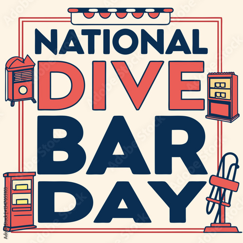 NATIONAL DIVE BAR DAY vector illustration