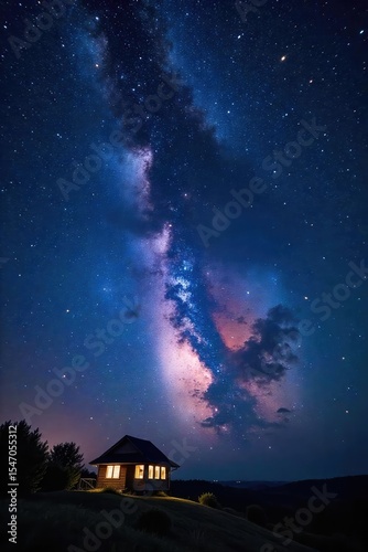 A vibrant summer night sky filled with twinkling stars, a celestial tapestry woven across the inky blackness Perfect for travel, astronomy, and summer themes , night, magical