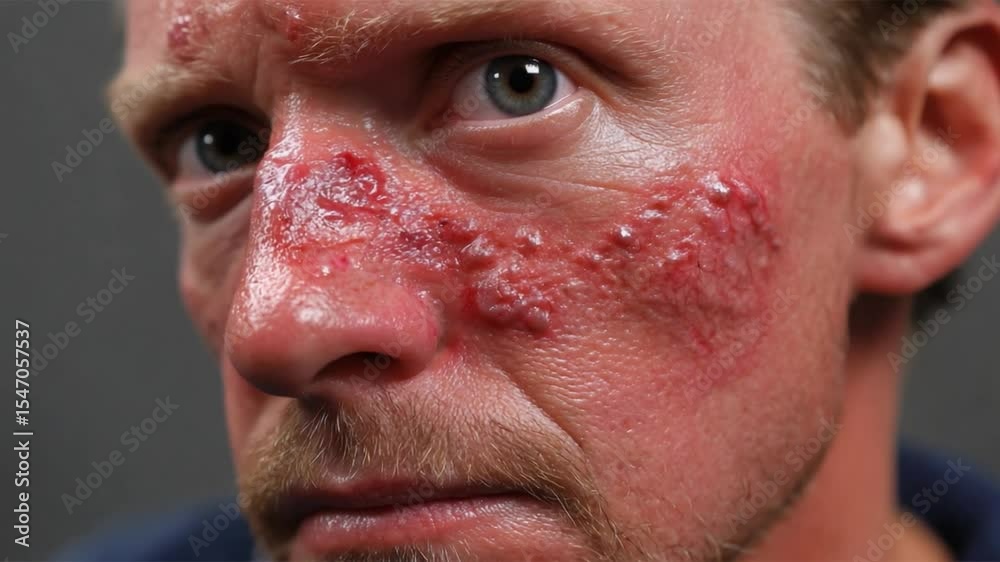 Unveiling the Signs: A stark portrait of a person's skin condition, visually capturing the visible effects of the ailment.