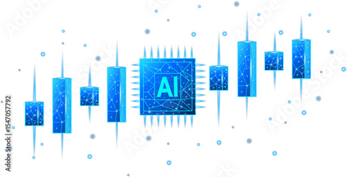 Futuristic AI chip circuit trending, artificial intelligence trending on a transparent background, technology and innovation concept