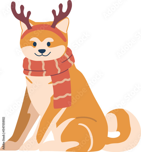 Cute Christmas dog vector illustration