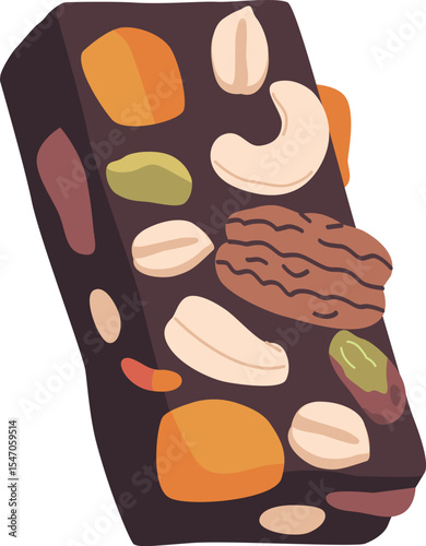 Chocolate granola bar with nuts