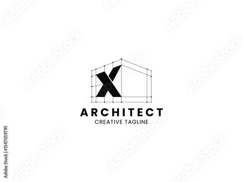 Letter X Architect logo for architecture, construction and real estate company. Architect monogram logo design