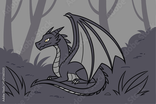 Silent Sentinel: Black Dragon in Stillness