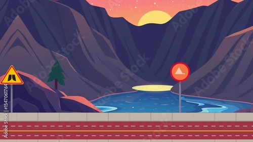 Mountain Road Triplet Rules: Funny, Bizzare and good illustration to teach road trip cartoon , landscape rules