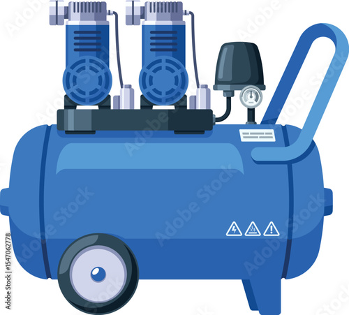 Wheeled movable air compressor vector illustration