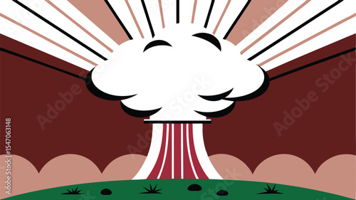 Retro Style Atomic Bomb Explosion Illustration Vector EPS Graphic Design