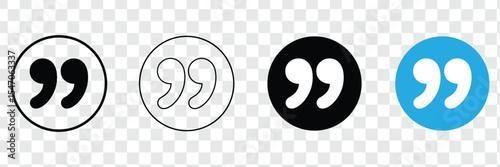 Quote mark in . Quotation symbol. Remark sign in Quote mark on transparent background. Quoted sign .  Vector Illustration . EPS 20 .