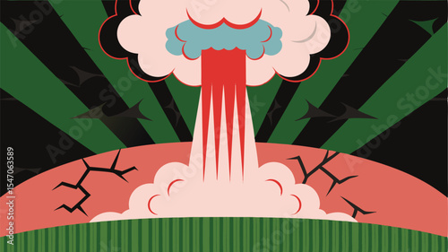 Retro Atomic Explosion Illustration Powerful Vintage Style Nuclear Blast Graphic Design Element