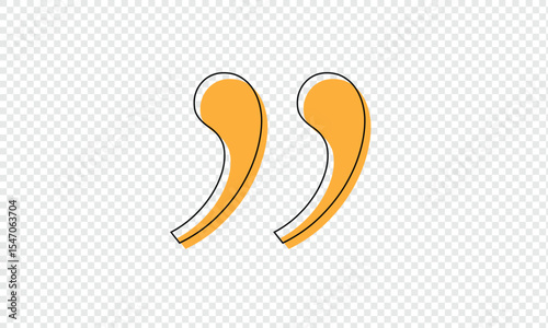 Quote mark in . Quotation symbol. Remark sign in Quote mark on transparent background. Quoted sign .  Vector Illustration . EPS 20 .