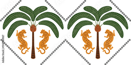  Tropical palm tree and leopard design