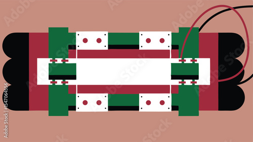 Explosive Device A Graphic Illustration of a Bomb's Internal Mechanisms and Components for Educational Purposes.  Detailed Vector EPS Design for Security, Safety, and Awareness.