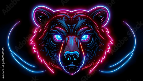 neonlit bears head design 