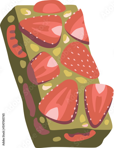 Granola bar with strawberry vector illustration