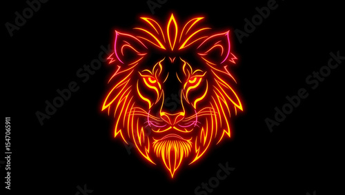 Minimalist Neon Lion Head