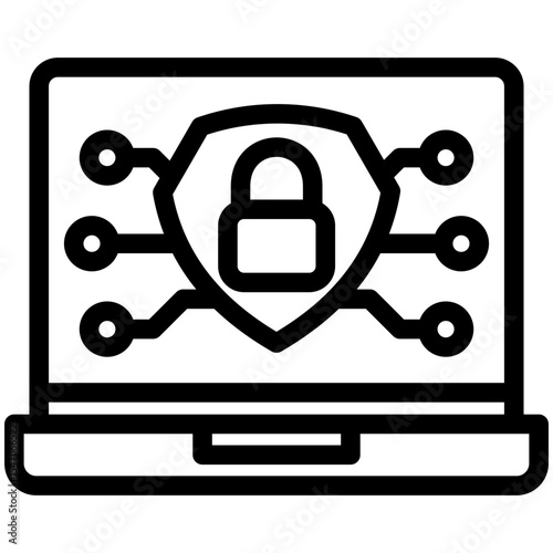 Cyber Defense outline, mini illustration icon. use for modern concept, print, UI, UX kit, web and app development. Vector related to risk management, business, finance.