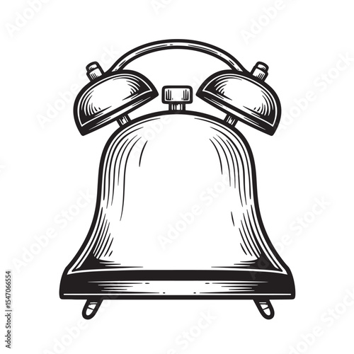 Vintage hand drawn silhouette of an alarm clock illustrating time and punctuality concept