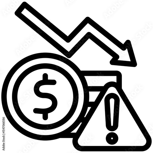 Financial Risk outline, mini illustration icon. use for modern concept, print, UI, UX kit, web and app development. Vector related to risk management, business, finance.