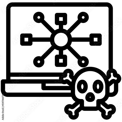Network Threat outline, mini illustration icon. use for modern concept, print, UI, UX kit, web and app development. Vector related to risk management, business, finance.