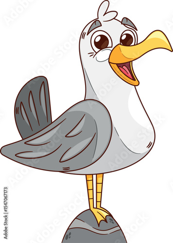 Cute seagull character vector illustration
