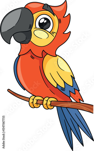 Red macaw parrot vector illustration