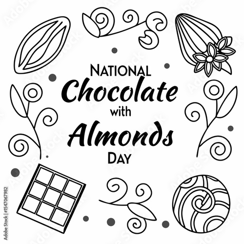 NATIONAL CHOCOLATE WITH ALMONDS DAY vector illustration