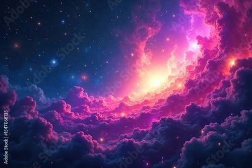 Vibrant, swirling nebula of iridescent colours, mystical energy pulses with ethereal light, cosmic fantasy landscape Perfect for fantasy, magic, cosmic, and spiritual projects , mystery, dazzling