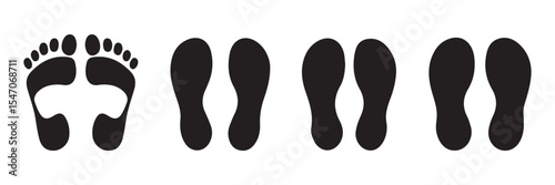 Footprint and shoe print icons. footprint icons, human foot print.