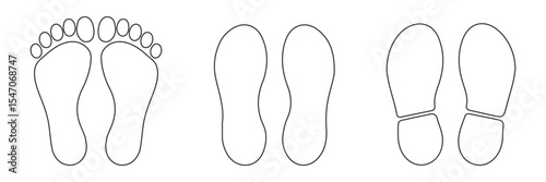 Human footprint shoe print icon with outline stroke. footprint icon. shoe print icon .