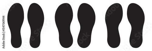 Footprint, set of footprint icon, Silhouette of footprints. Human foot and shoe print icons set.