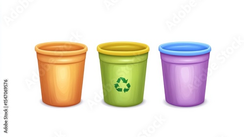 Colorful Recycling Bins for Waste Separation and Eco-Friendly Practices