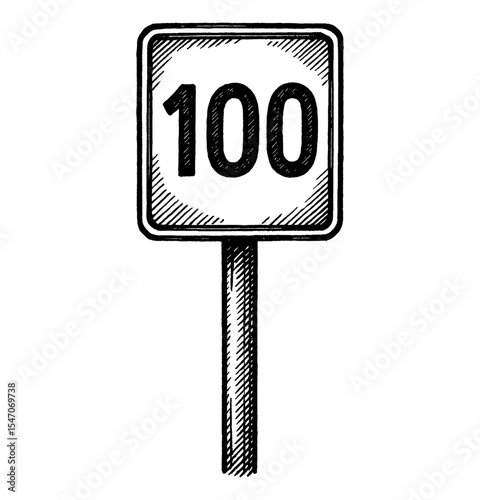 Illustration of speed limit one hundred road sign vector on white background art concept
