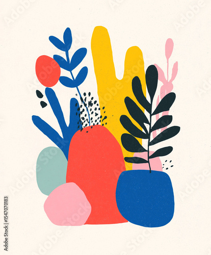 Modern Botanical Icon Collection – Gouache Painted Flora in Flat Style