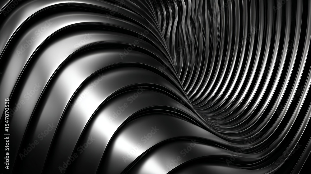 Obraz premium Abstract black and gray flowing lines creating a dynamic, modern pattern with no transparency