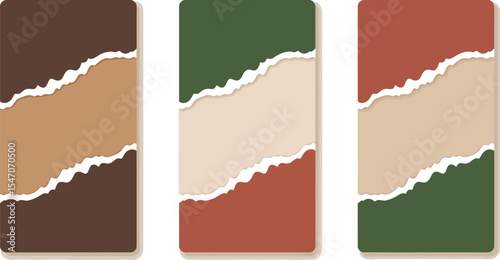 Torn paper texture background set for social media post template design modern abstract style vector editable stock vector