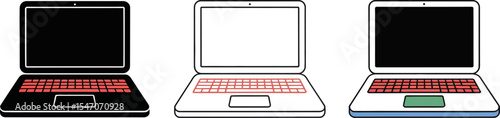 Laptop computer illustration vector graphic design for tech blog post and digital marketing content use editable stock vector