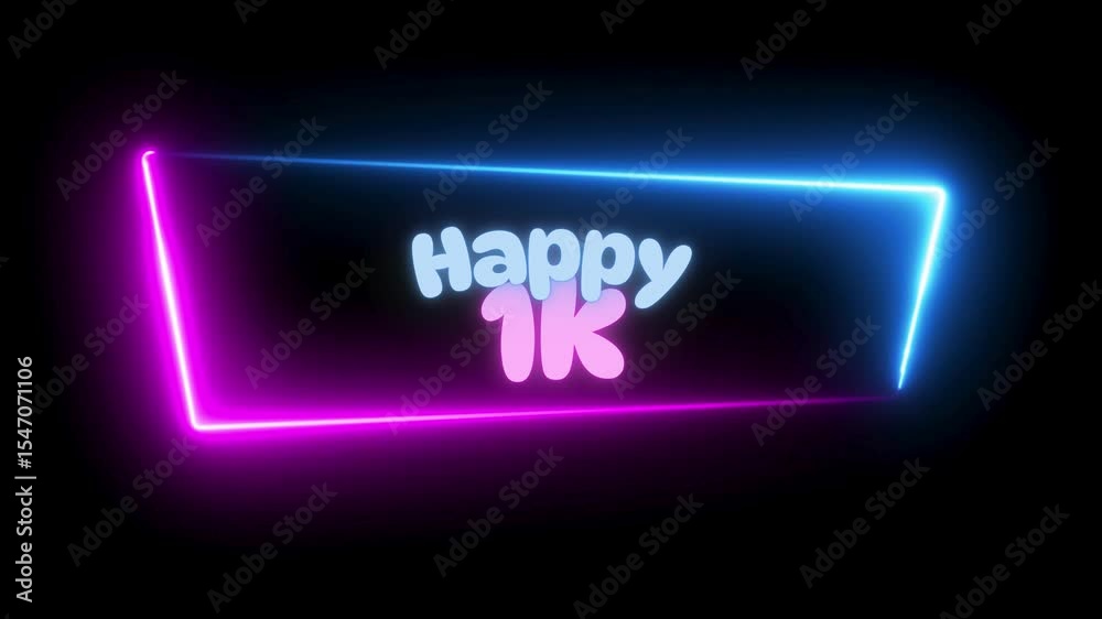 Happy 1K Neon Sign Animation. 4k video 