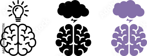 Brainstorming and mental health concept with lightbulb and storm cloud brain vector illustration editable stock vector