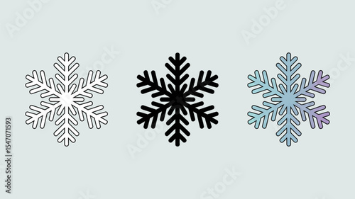 Three snowflake icons winter snow crystal frost design christmas holiday season december january vector 100 editable stock vector