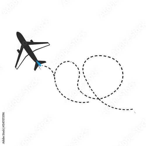 Clean Airplane Route Vector Symbol Showing Flight Path.