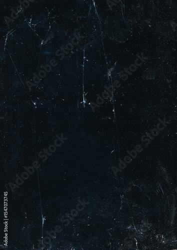 Gritty texture. Cracked overlay. White dust scratches dirt stains grain particles old film noise distressed broken effect on dark black blue abstract background.