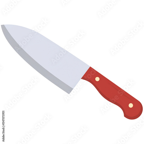  Detailed Illustration of a Sharp Butcher Cleaver Knife, Culinary Tool Concept.