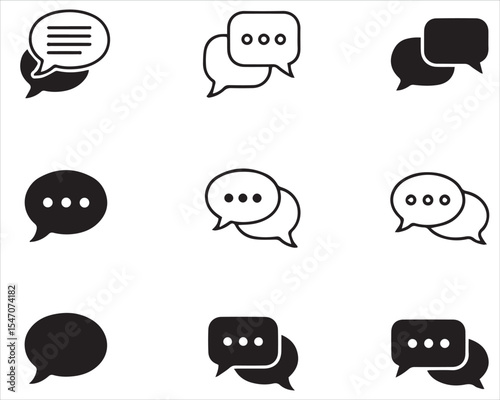 Modern Chat & Communication Icon Set: Message Bubble Vector Designs