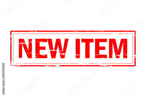 NEW ITEM - NEW ITEM text written on Red Rubber Stamp 
