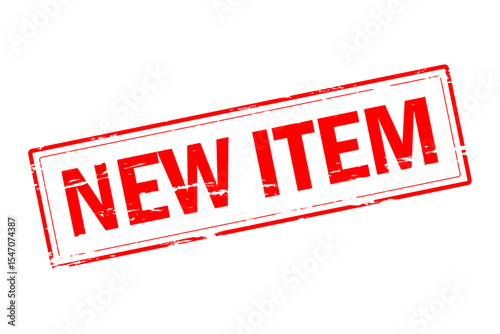 NEW ITEM - NEW ITEM text written on Red Rubber Stamp 
